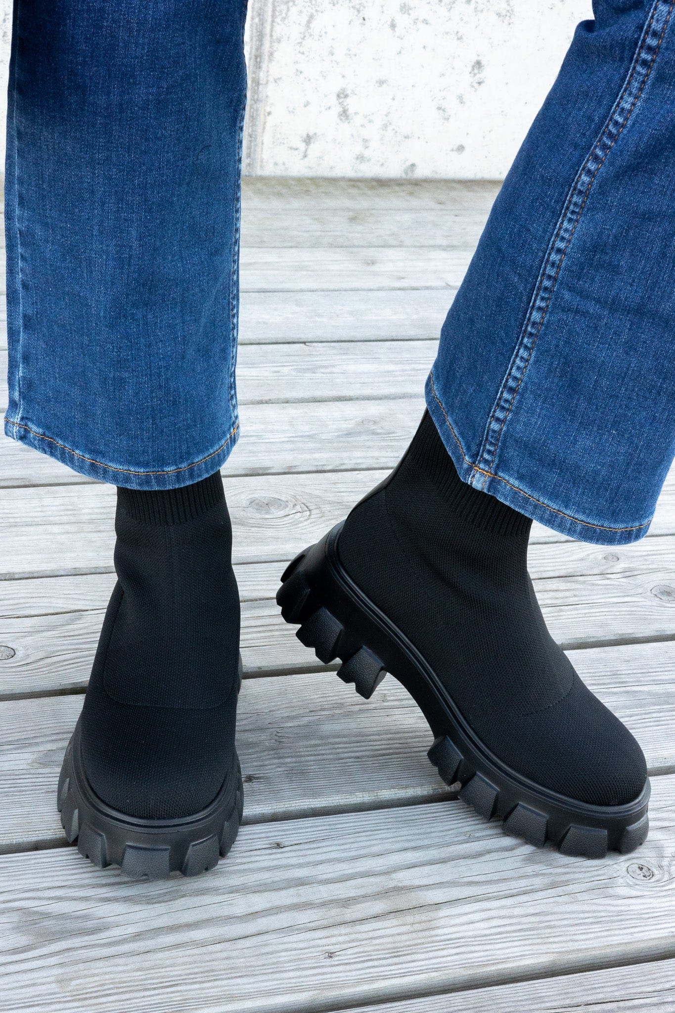 Bianco BIAPRIMA SOCK BOOT - Platform ankle boots - black 