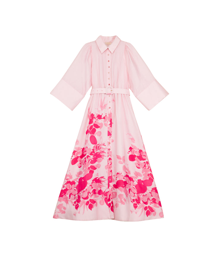 Viscose Collared Dress Pink Field