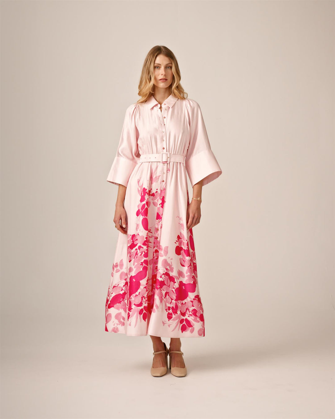 Viscose Collared Dress Pink Field