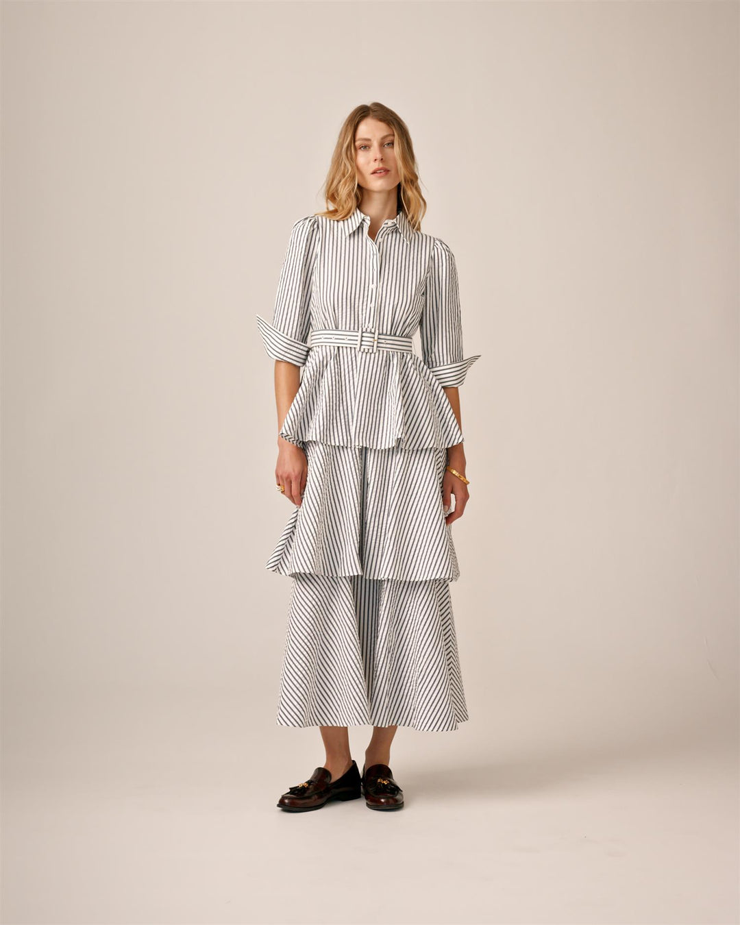 Seersucker Shirt Dress Blue Stripe