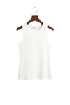 High Neck Ribbed Tank Top White