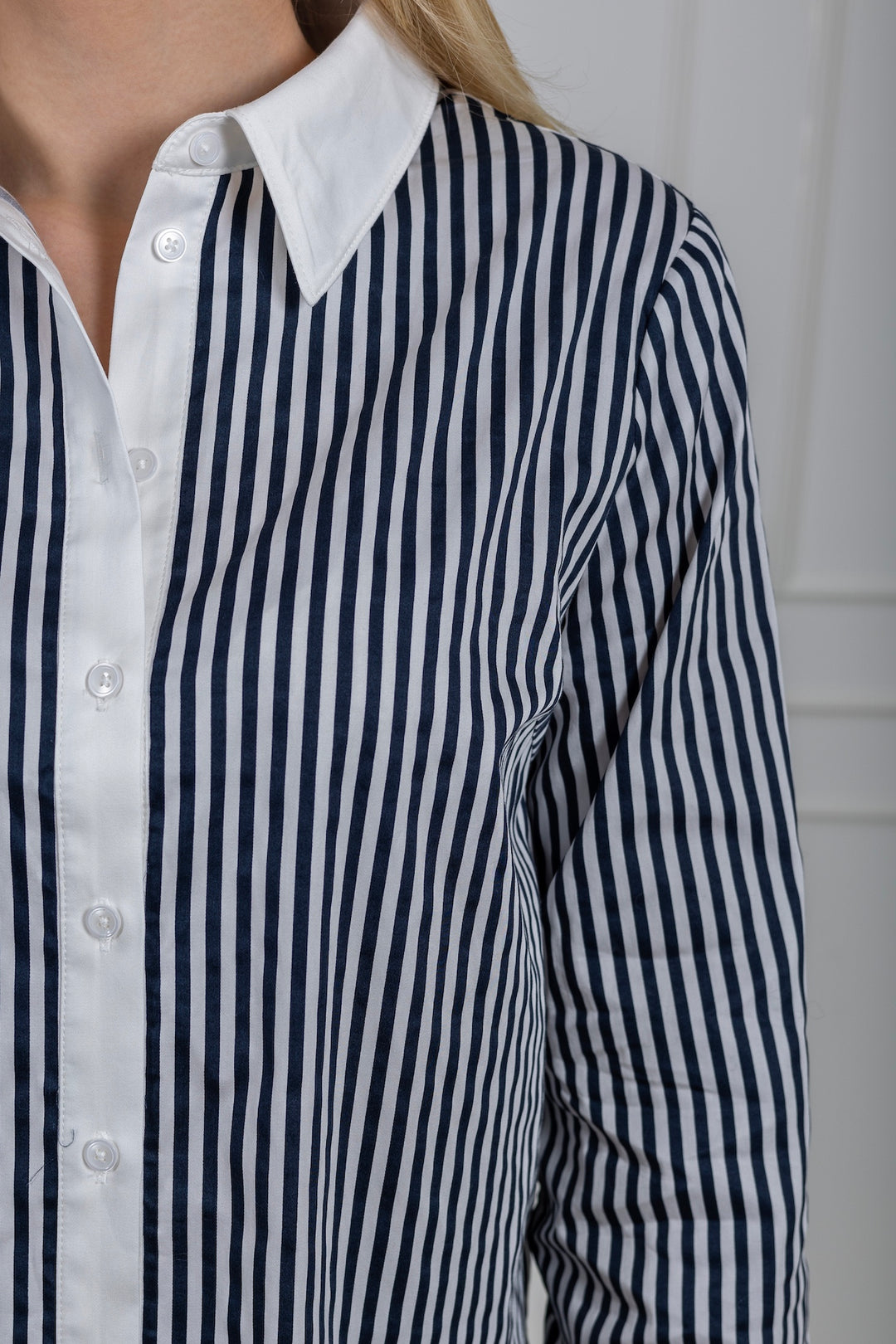 Anne Ls Striped Shirt Navy Blazer Star White