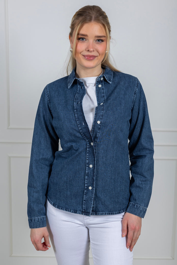 Bea Noa Ls Fitted Denim Shirt Medium Blue Denim