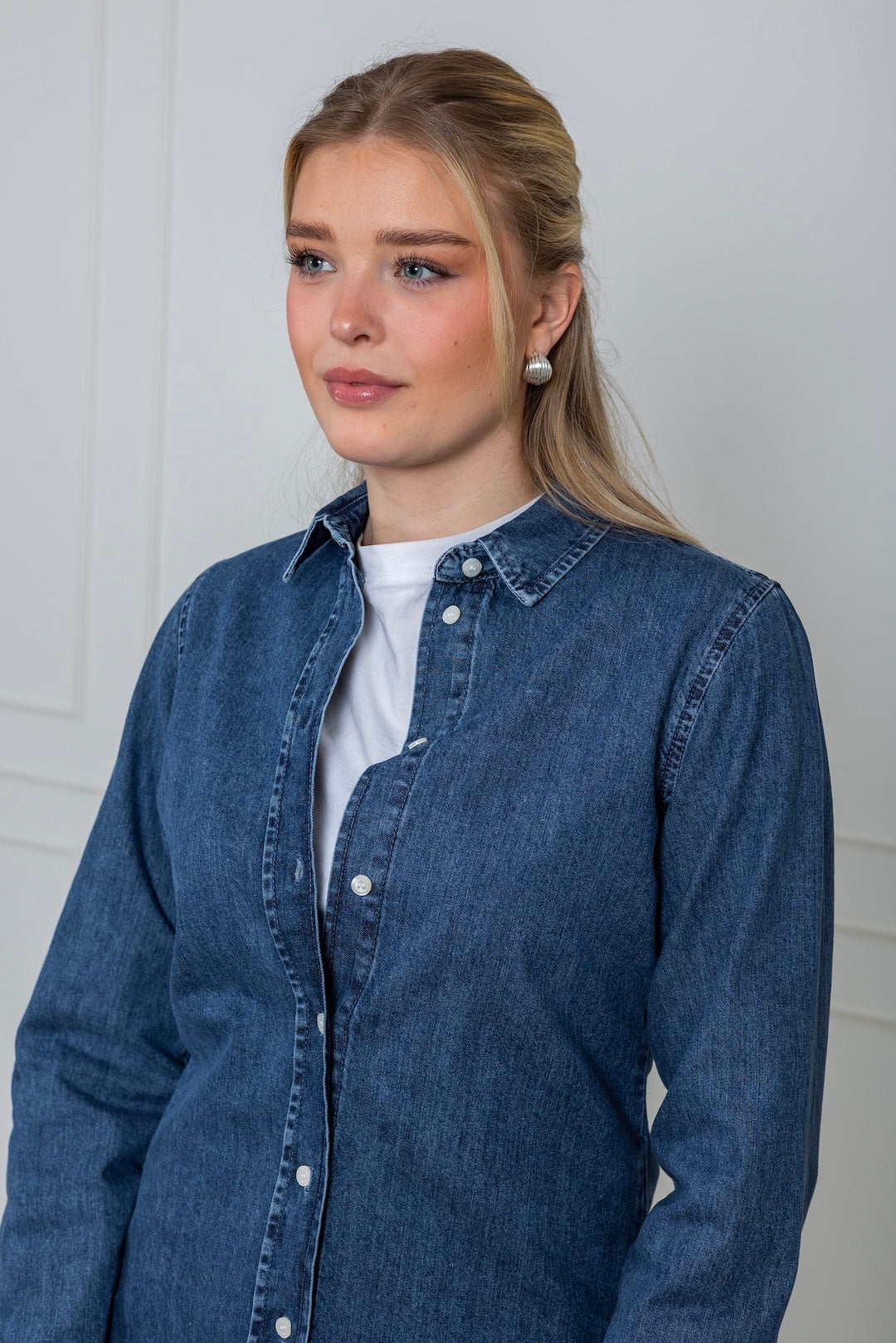 Bea Noa Ls Fitted Denim Shirt Medium Blue Denim