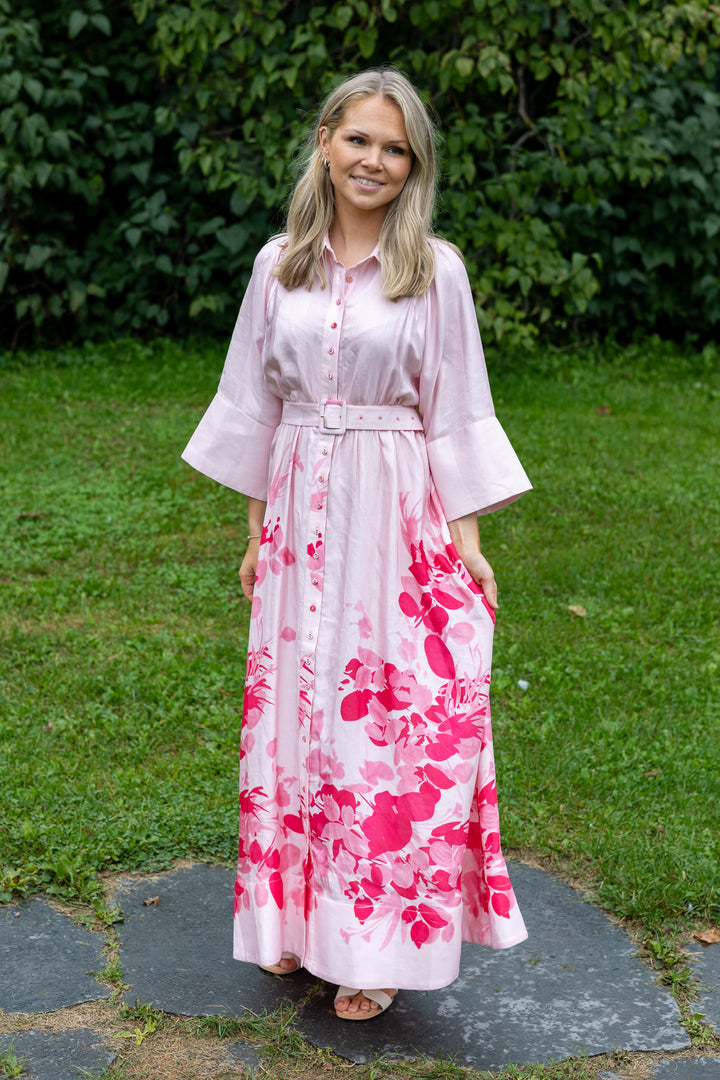 Viscose Collared Dress Pink Field