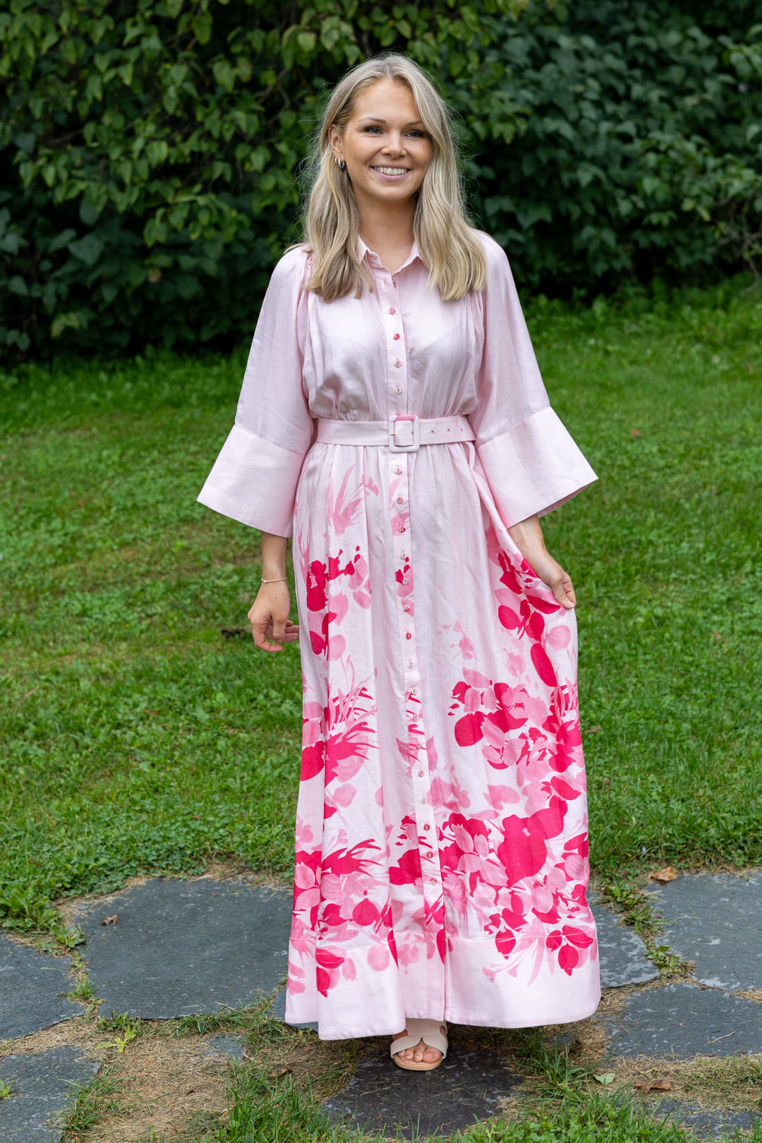 Viscose Collared Dress Pink Field