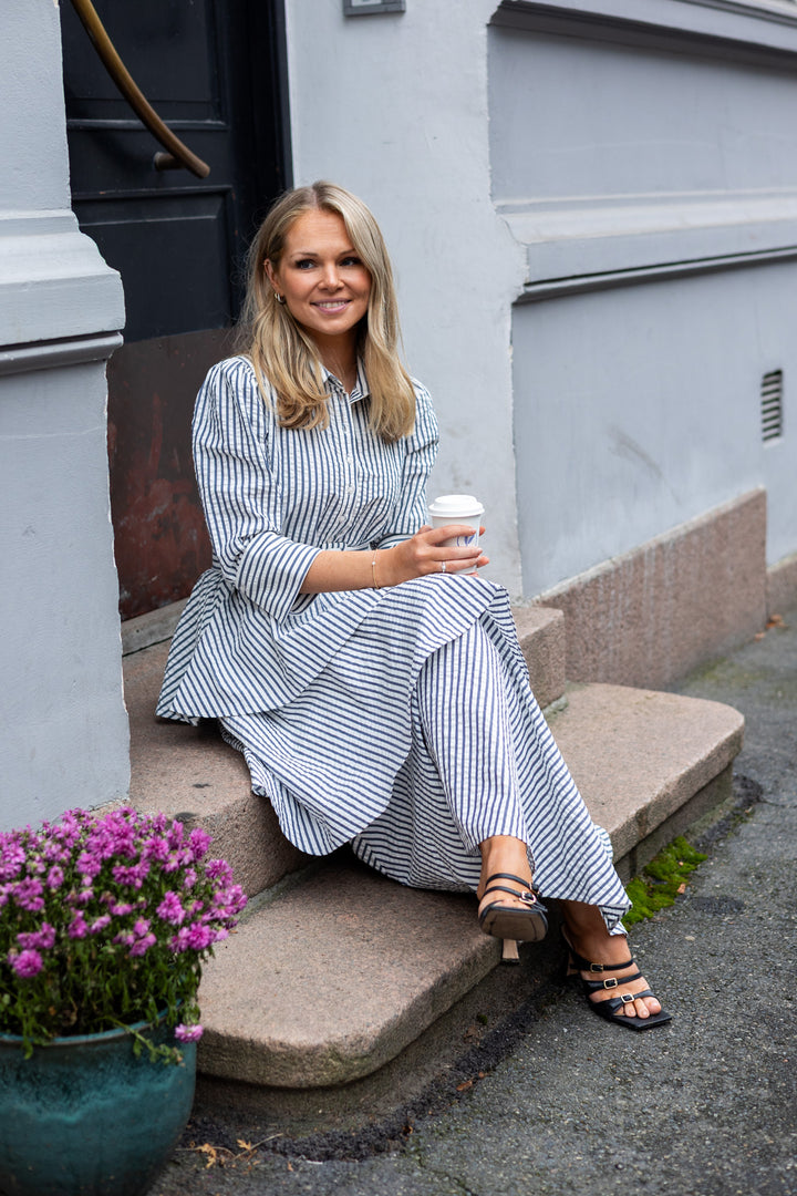 Seersucker Shirt Dress Blue Stripe