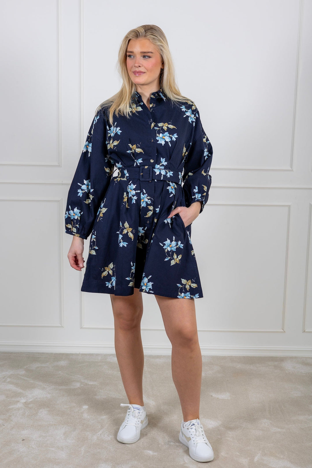 Structured Shirt Dress Blue Bouquet