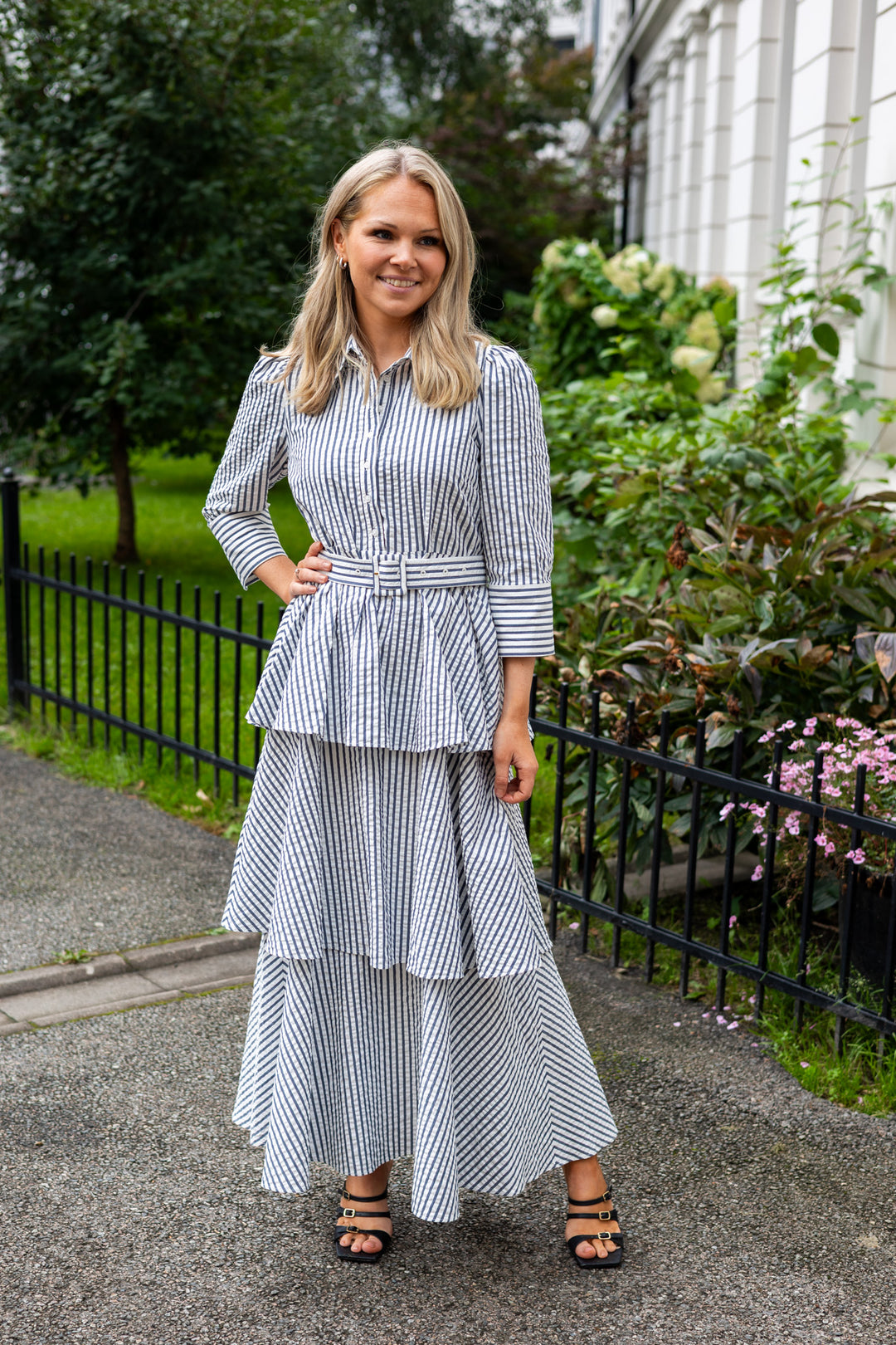 Seersucker Shirt Dress Blue Stripe