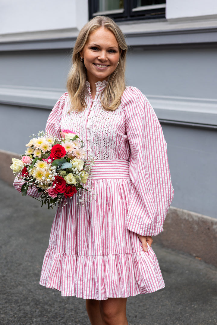 Seersucker Mini Dress Pink Stripe