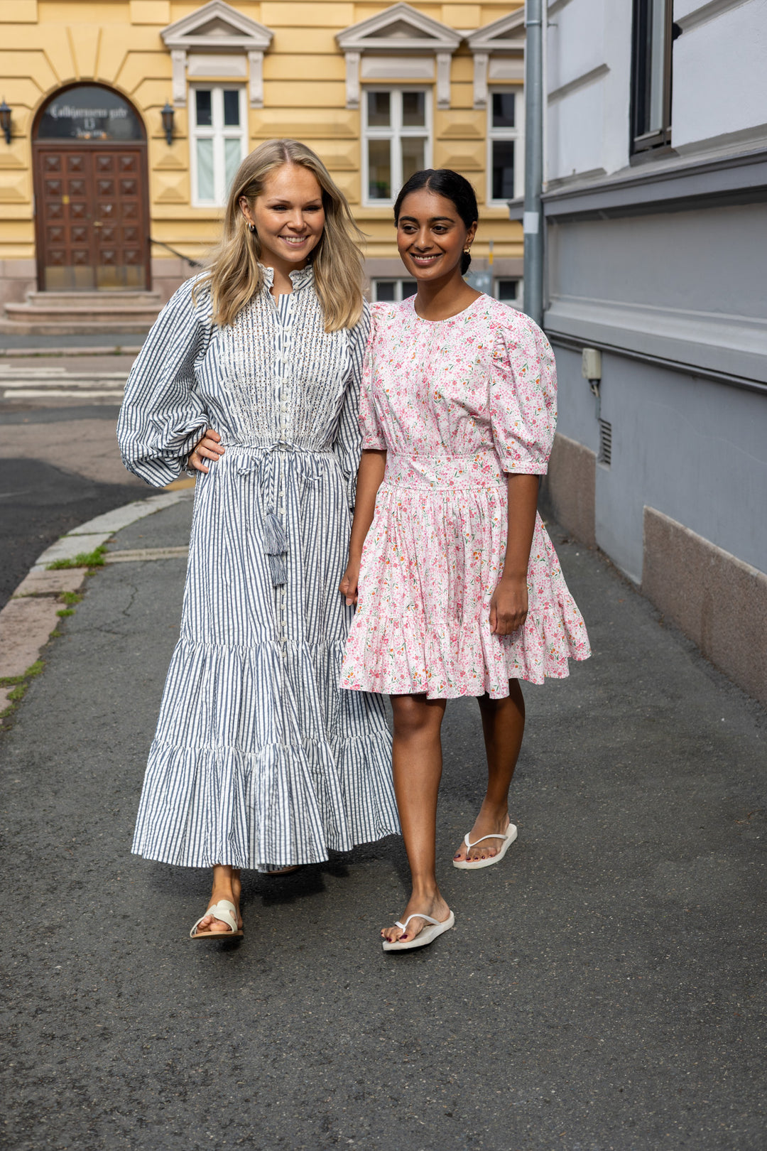 Seersucker Midi Dress Blue Stripe