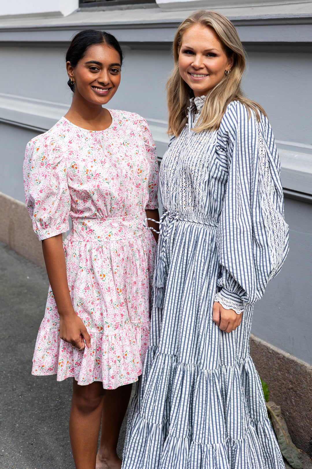 Seersucker Midi Dress Blue Stripe