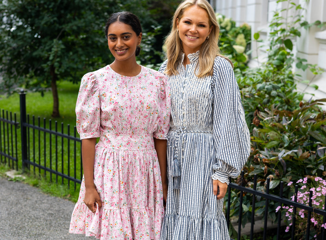 Seersucker Midi Dress Blue Stripe