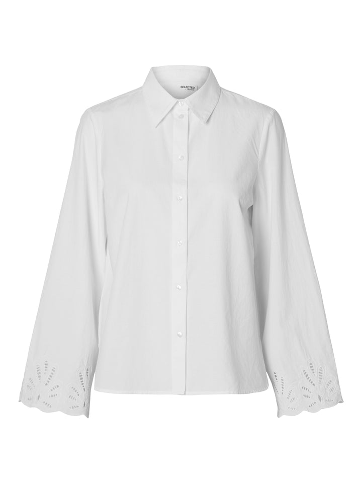 Dahlia Ls Broderi Shirt Bright White