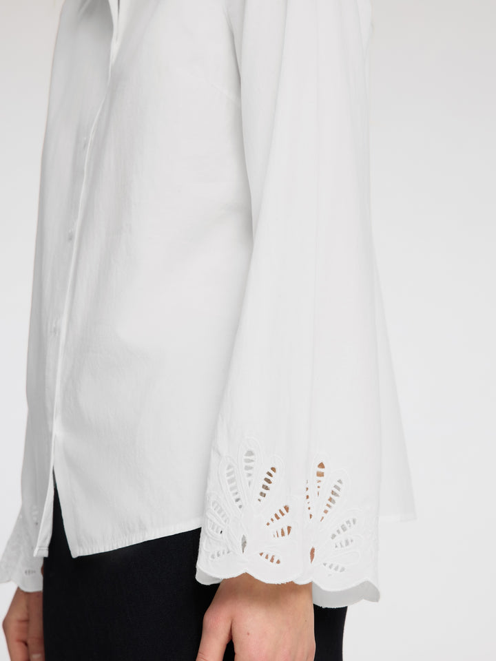 Dahlia Ls Broderi Shirt Bright White