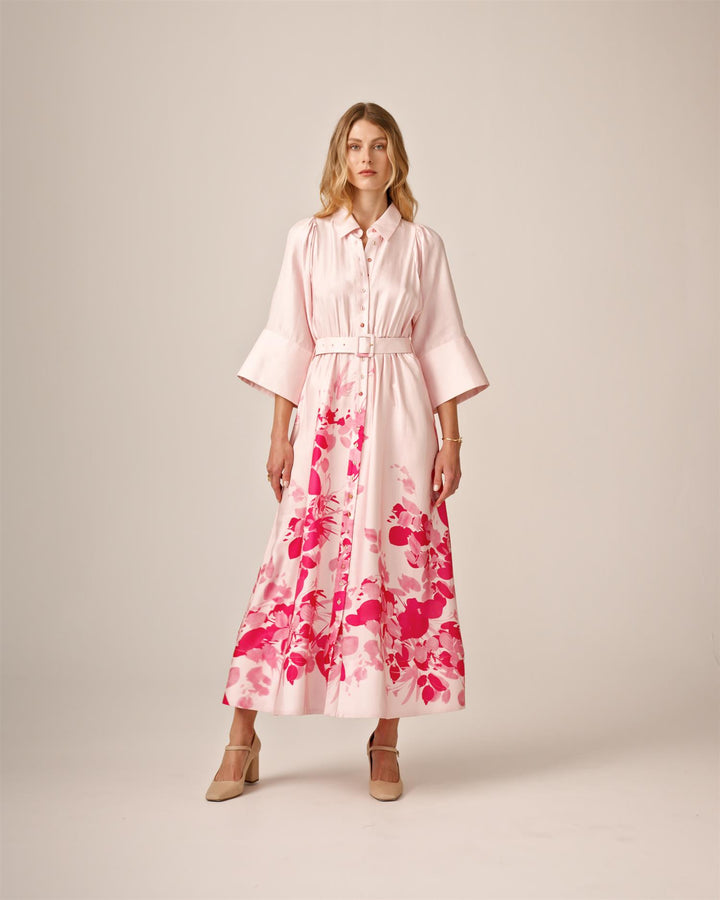 Viscose Collared Dress Pink Field