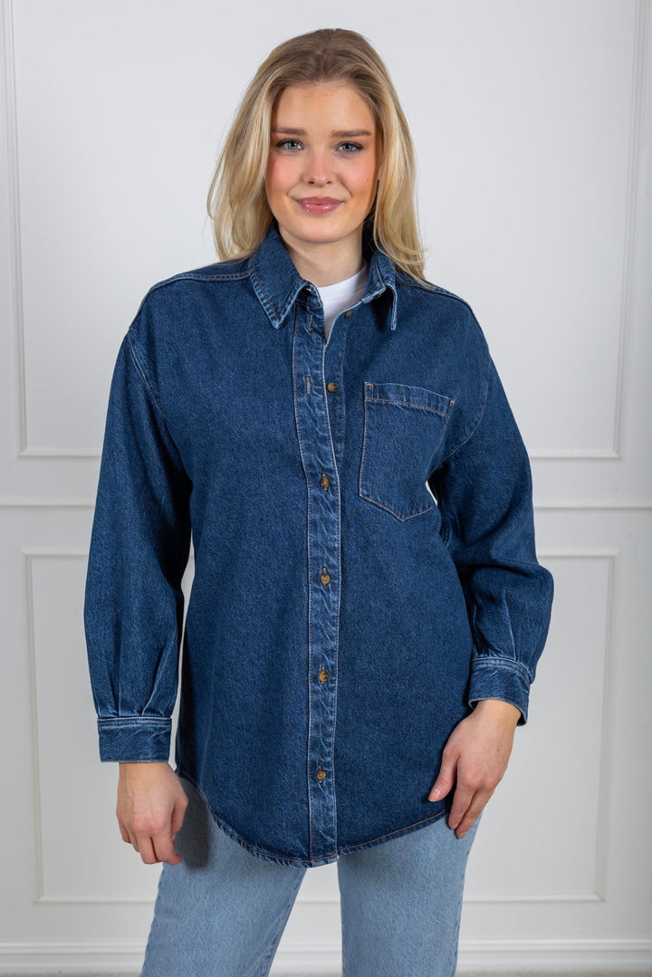 Alex Shirt Washed Dark Blue | Skjorter og bluser | Smuk - Dameklær på nett