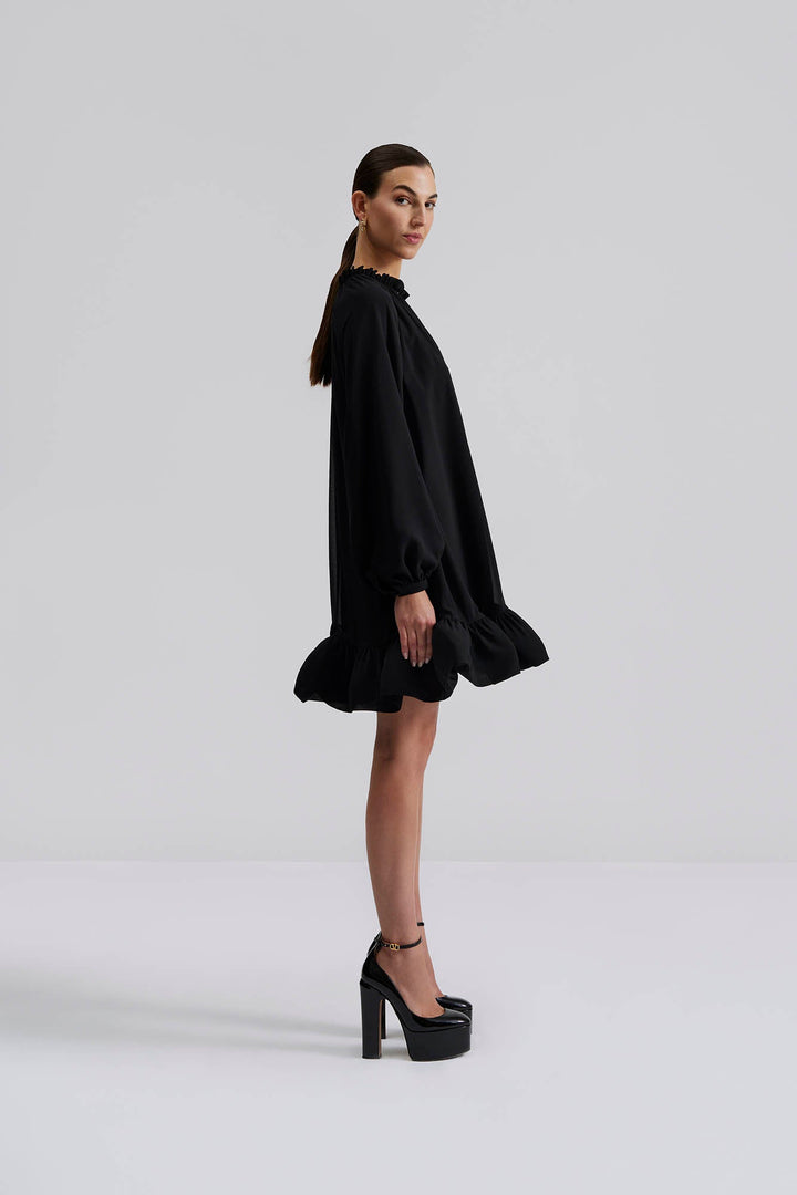 Alva Frill Detailed Mini Dress Black | Kjoler | Smuk - Dameklær på nett