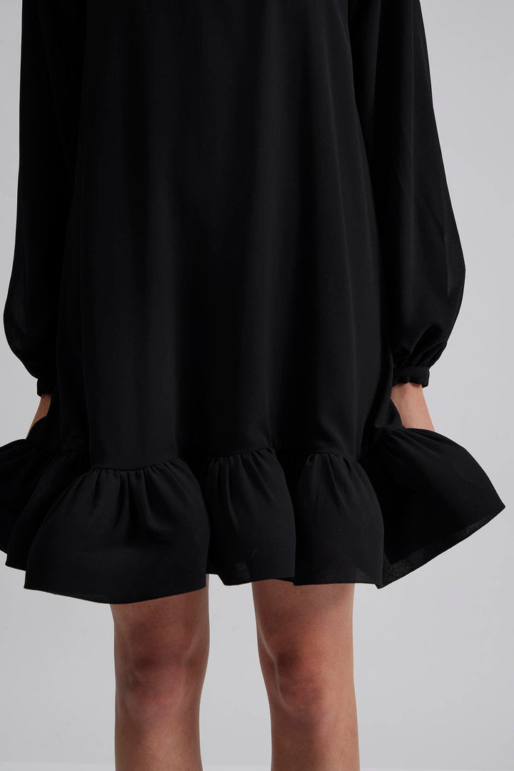 Alva Frill Detailed Mini Dress Black | Kjoler | Smuk - Dameklær på nett