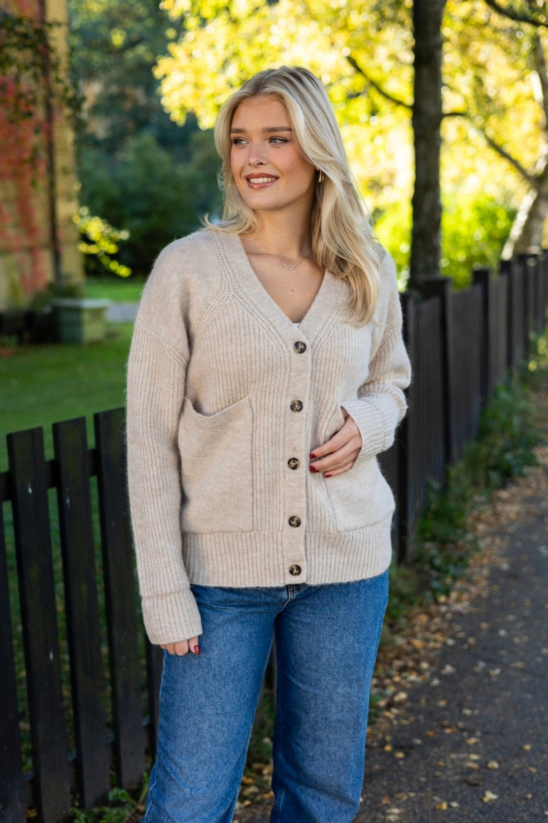 Alva Ls Knit Cardigan Birch Melange | Genser | Smuk - Dameklær på nett