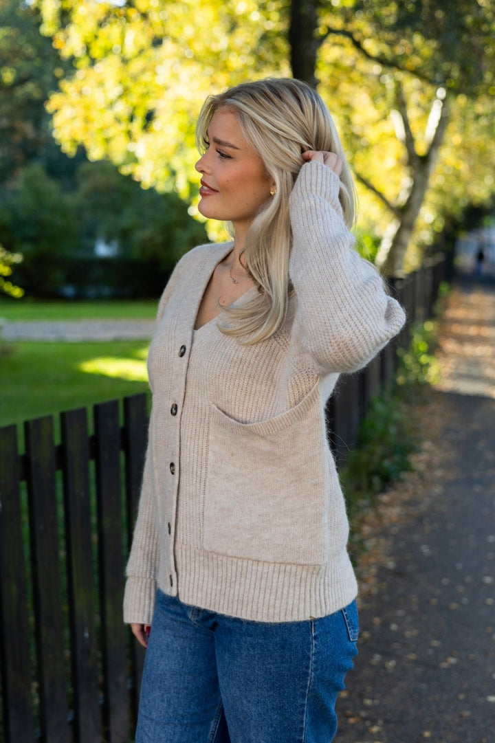 Alva Ls Knit Cardigan Birch Melange | Genser | Smuk - Dameklær på nett