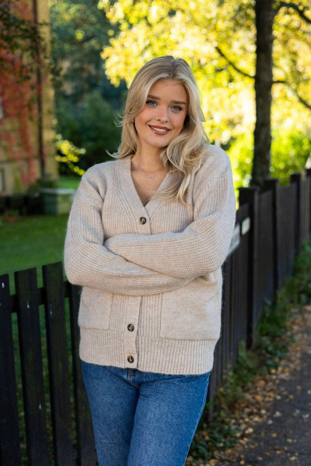 Alva Ls Knit Cardigan Birch Melange | Genser | Smuk - Dameklær på nett