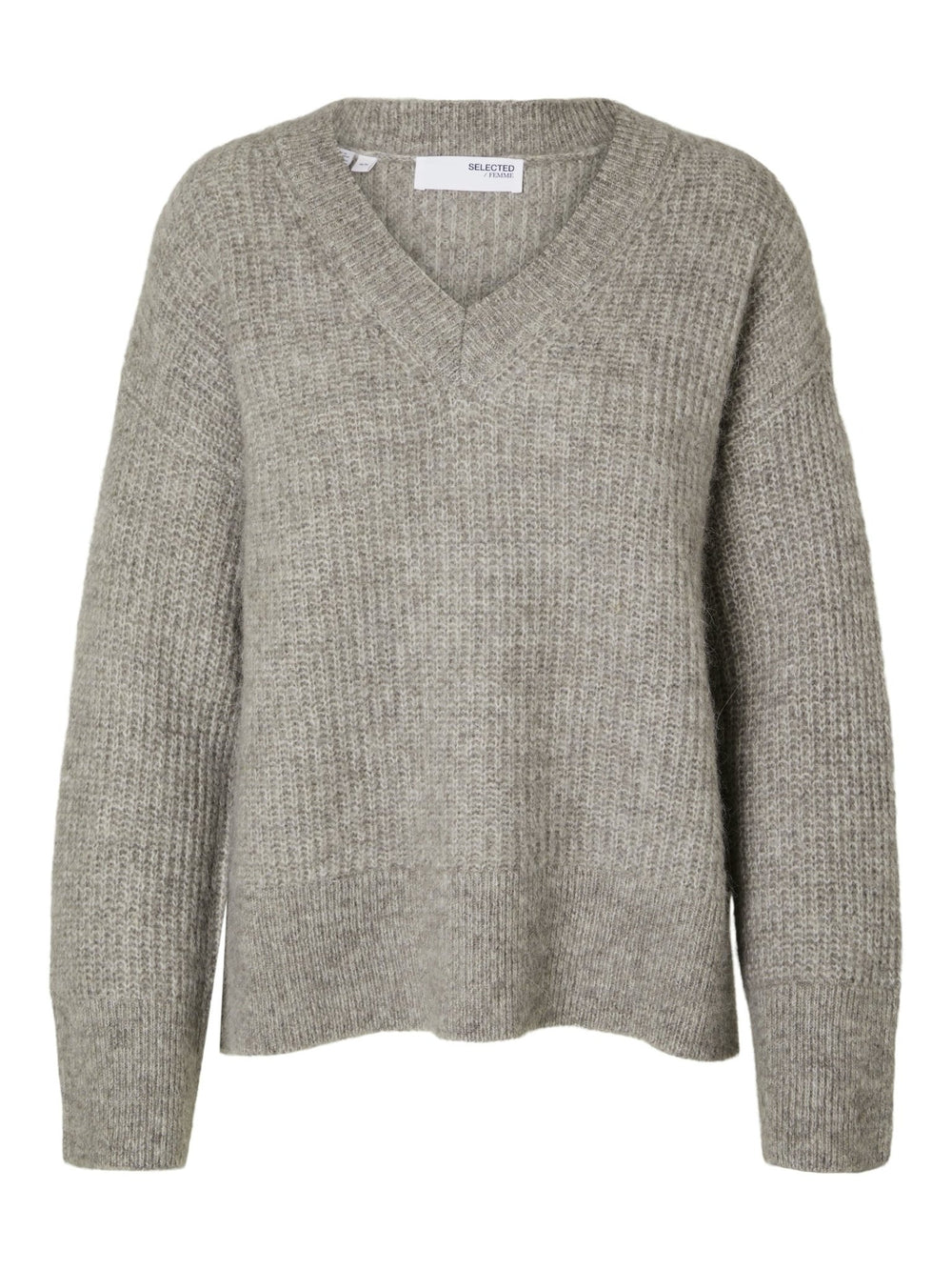 Alva Melange Ls Knit V - Neck Steel Gray Birch | Genser | Smuk - Dameklær på nett