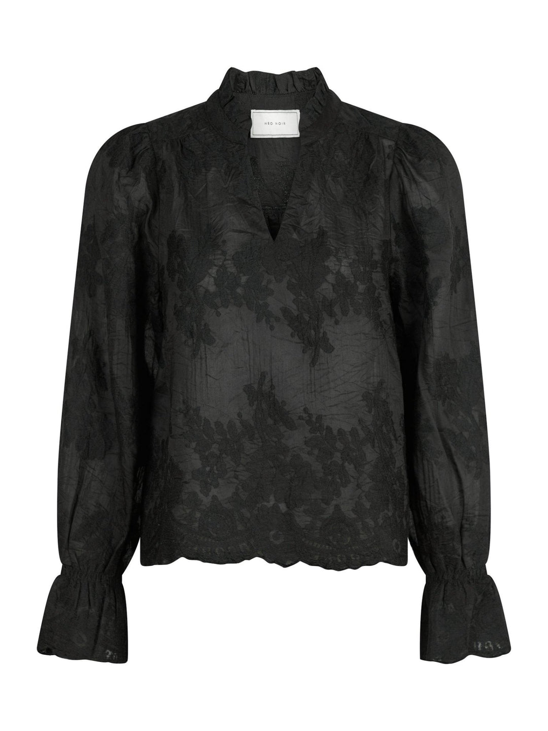 Amara Big Embroidery Blouse Black | Skjorter og bluser | Smuk - Dameklær på nett