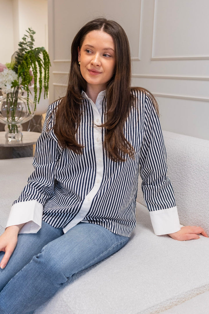 Anne Ls Striped Shirt Navy Blazer Star White | Skjorter og bluser | Smuk - Dameklær på nett