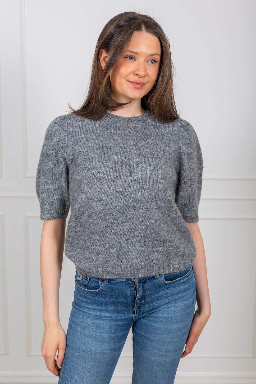 Anne Ss Knit Pullover Light Grey Melange | Genser | Smuk - Dameklær på nett