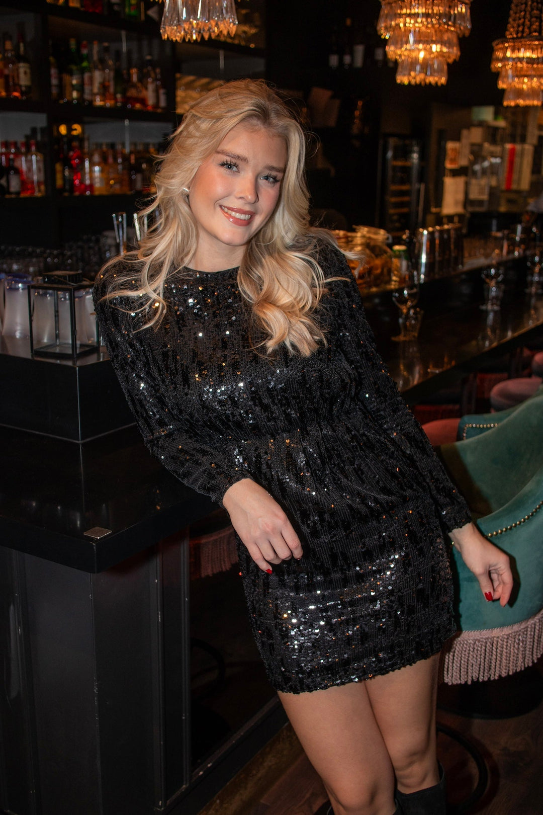 Ari - Colyn Ls Short Sequins Dress Black | Kjoler | Smuk - Dameklær på nett