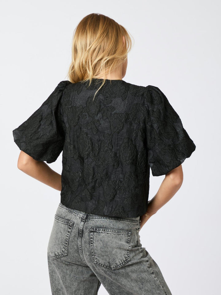 Aska Jacquard Blouse Black | Skjorter og bluser | Smuk - Dameklær på nett