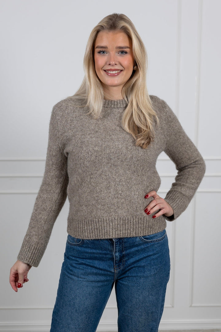 Ava Ls Knit O - Neck Irish Cream Melange | Genser | Smuk - Dameklær på nett