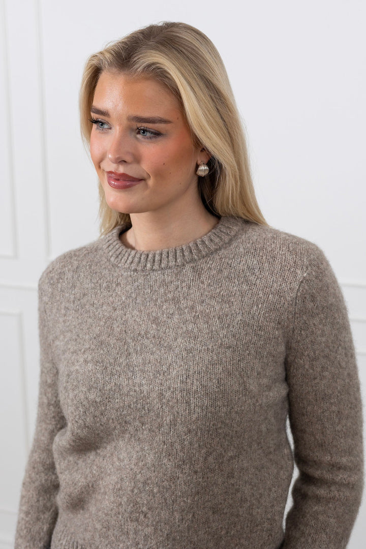 Ava Ls Knit O - Neck Irish Cream Melange | Genser | Smuk - Dameklær på nett