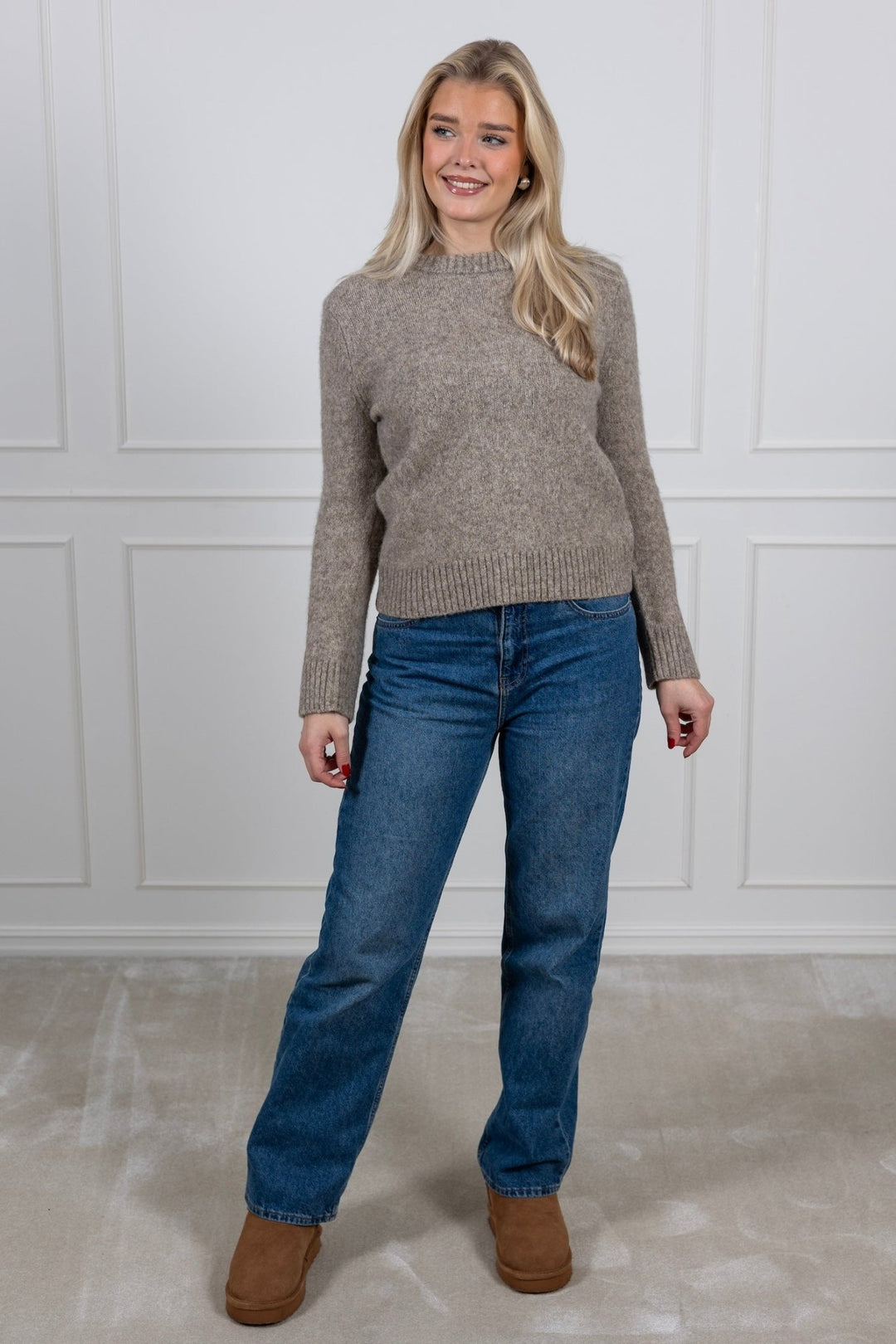 Ava Ls Knit O - Neck Irish Cream Melange | Genser | Smuk - Dameklær på nett