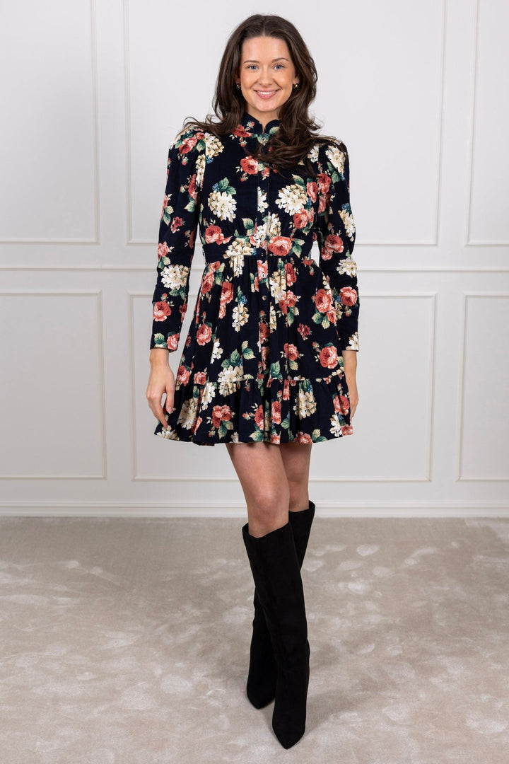 Baby Cord Mini Dress Midnight Roses | Kjoler | Smuk - Dameklær på nett