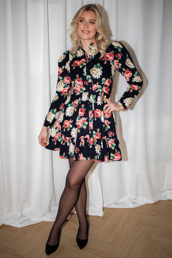 Baby Cord Mini Dress Midnight Roses | Kjoler | Smuk - Dameklær på nett