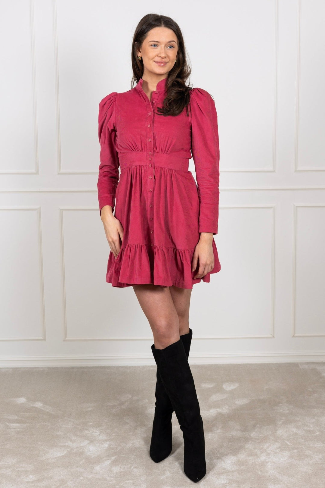 Baby Cord Mini Dress Raspberry | Kjoler | Smuk - Dameklær på nett