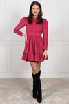 Baby Cord Mini Dress Raspberry