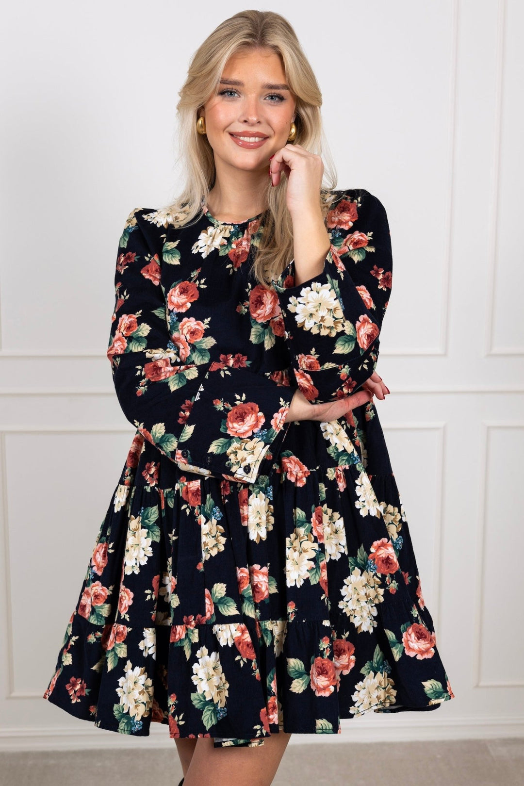 Baby Cord Shift Dress Midnight Roses | Kjoler | Smuk - Dameklær på nett