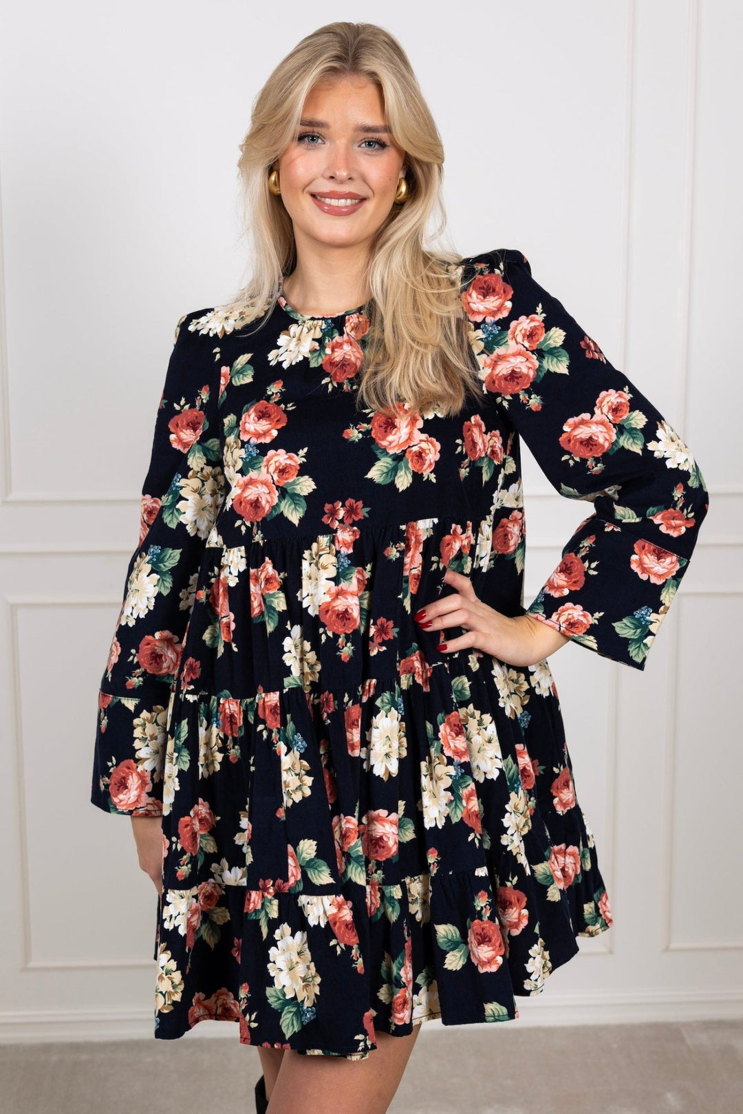 Baby Cord Shift Dress Midnight Roses | Kjoler | Smuk - Dameklær på nett