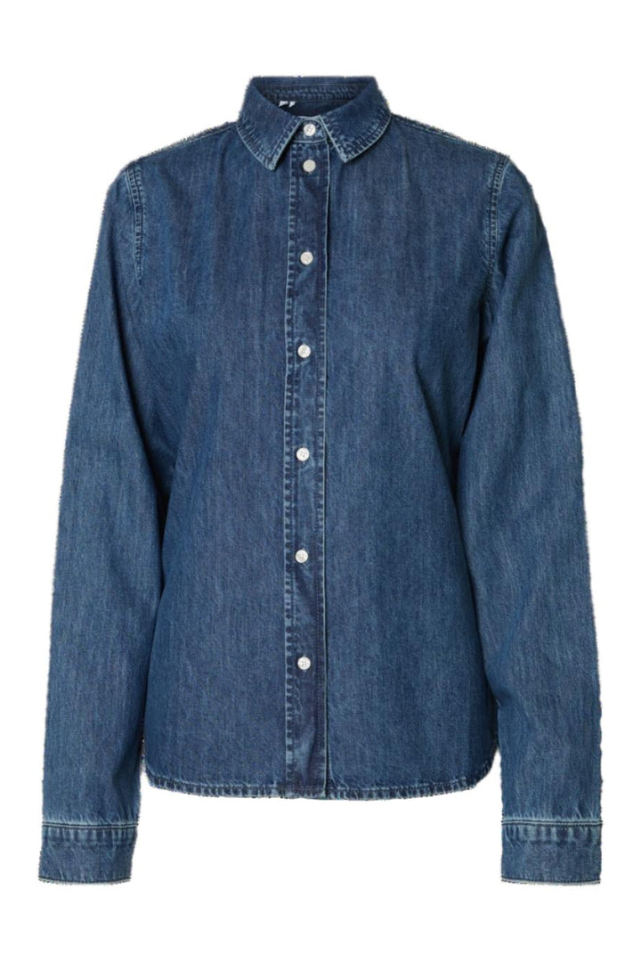 Bea Noa Ls Fitted Denim Shirt Medium Blue Denim | Skjorter og bluser | Smuk - Dameklær på nett