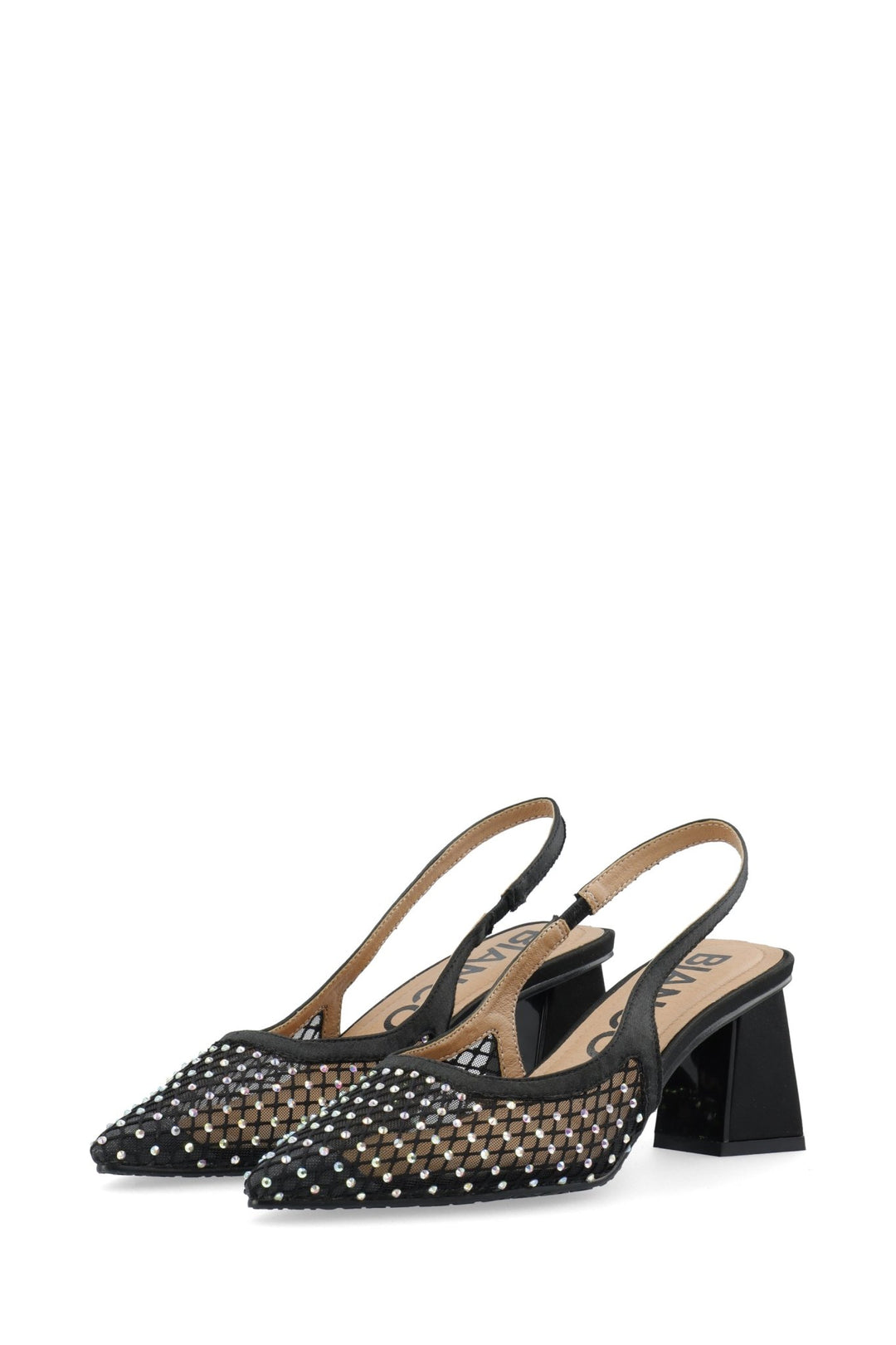 Biamaralyn Slingback Rhinestone Mesh Black | Sko | Smuk - Dameklær på nett