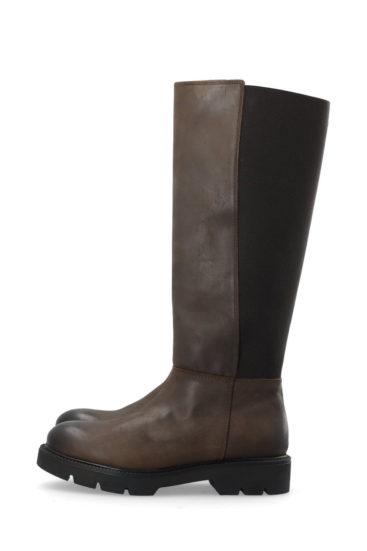 Biaothilia Knee High Elastic Boot Leather Dark Brown | Sko | Smuk - Dameklær på nett