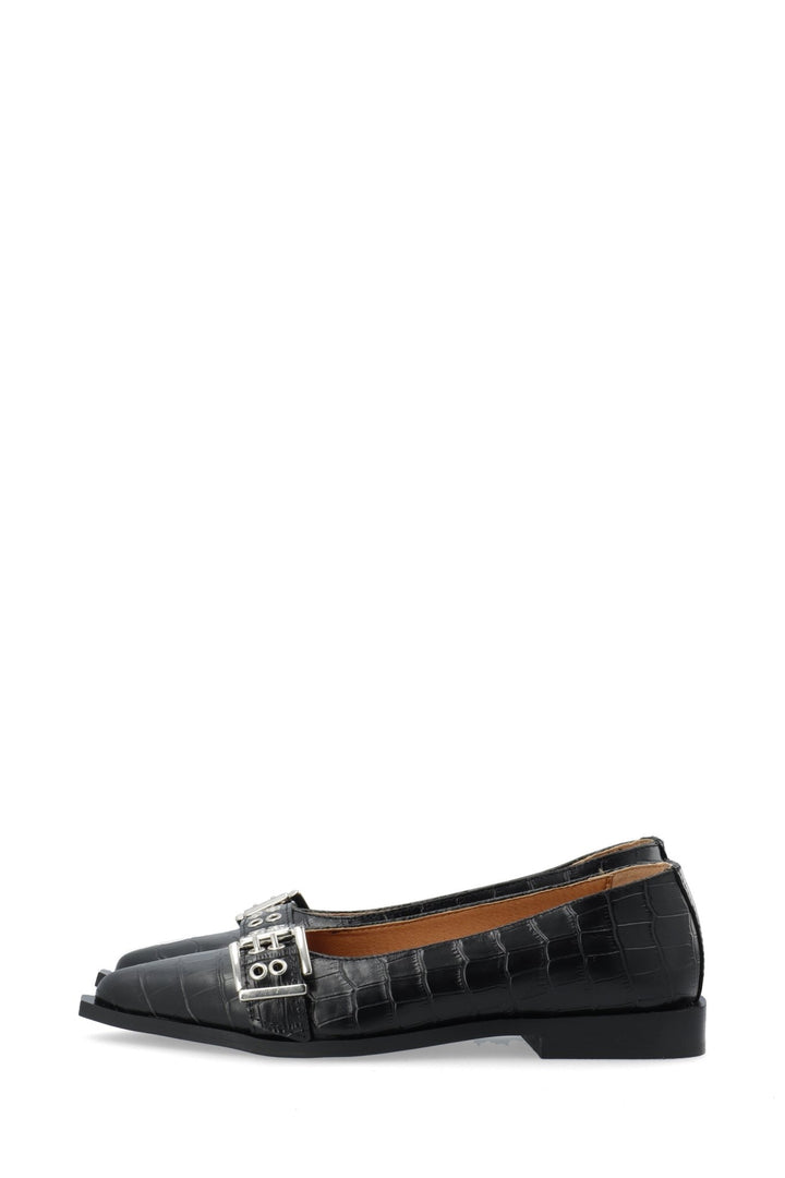 Biavictoria Buckle Ballet Flat Croco Embossed Leather Black | Sko | Smuk - Dameklær på nett