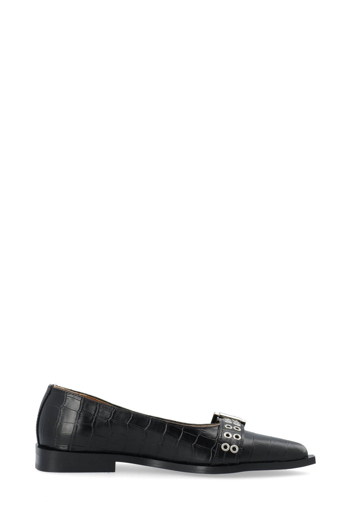 Biavictoria Buckle Ballet Flat Croco Embossed Leather Black | Sko | Smuk - Dameklær på nett