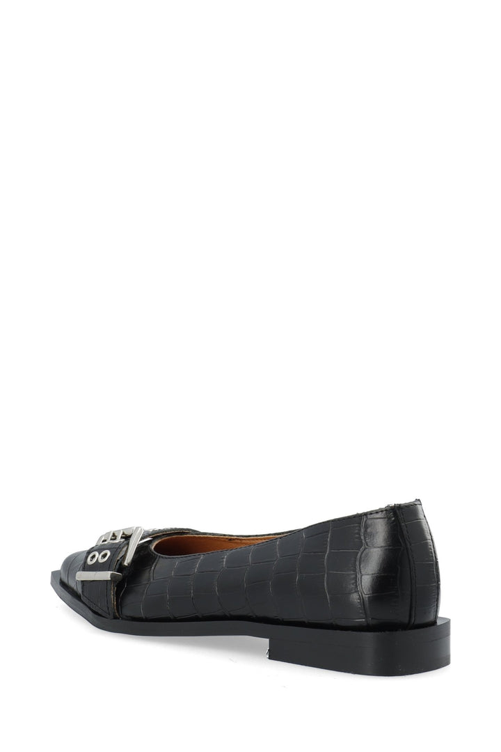 Biavictoria Buckle Ballet Flat Croco Embossed Leather Black | Sko | Smuk - Dameklær på nett