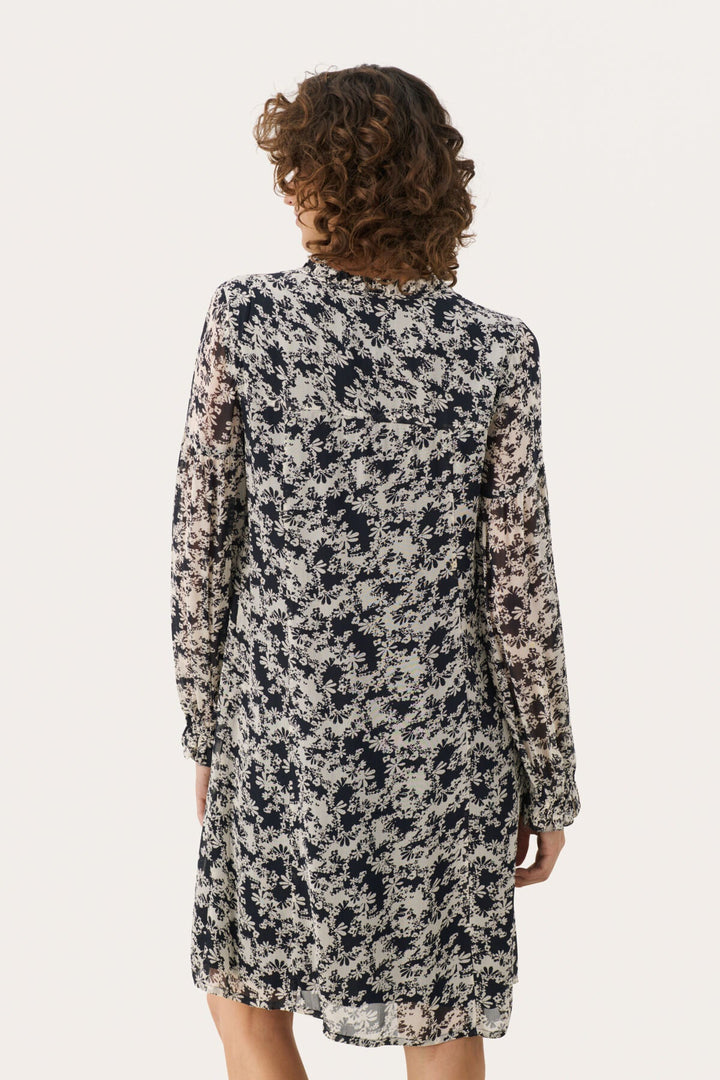 Botellapw Dress Dark Navy Contrast Flower | Kjoler | Smuk - Dameklær på nett