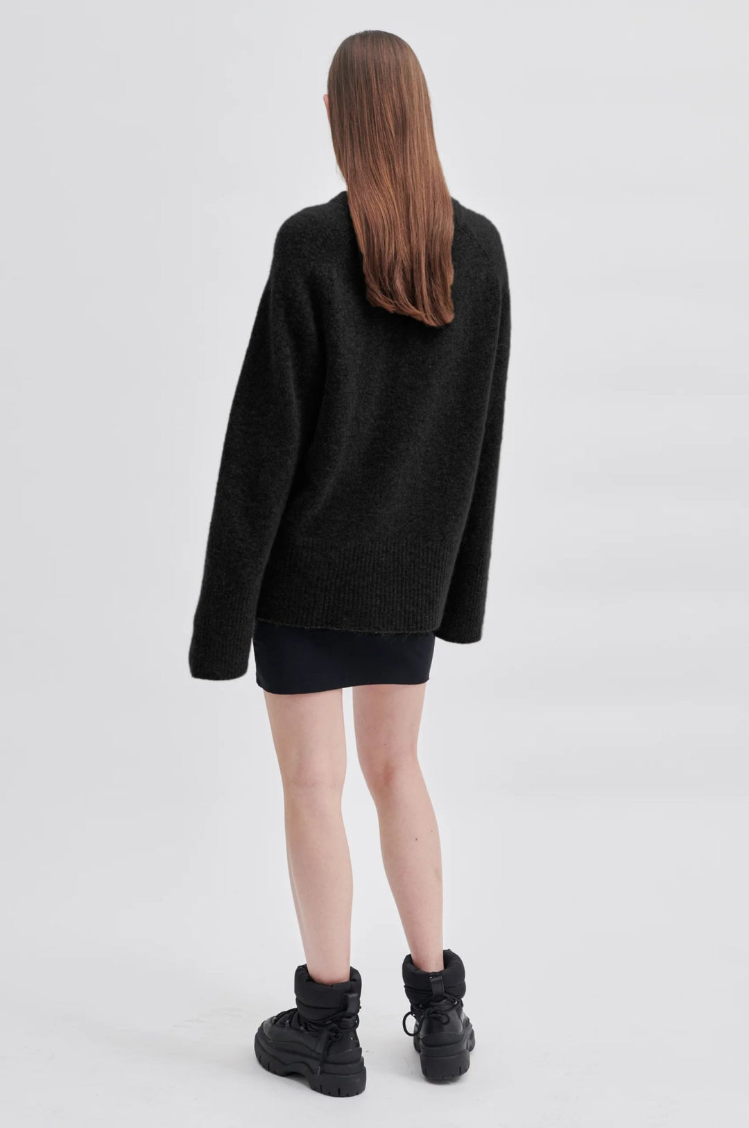 Brookline Knit Raglan O - Neck Black | Genser | Smuk - Dameklær på nett