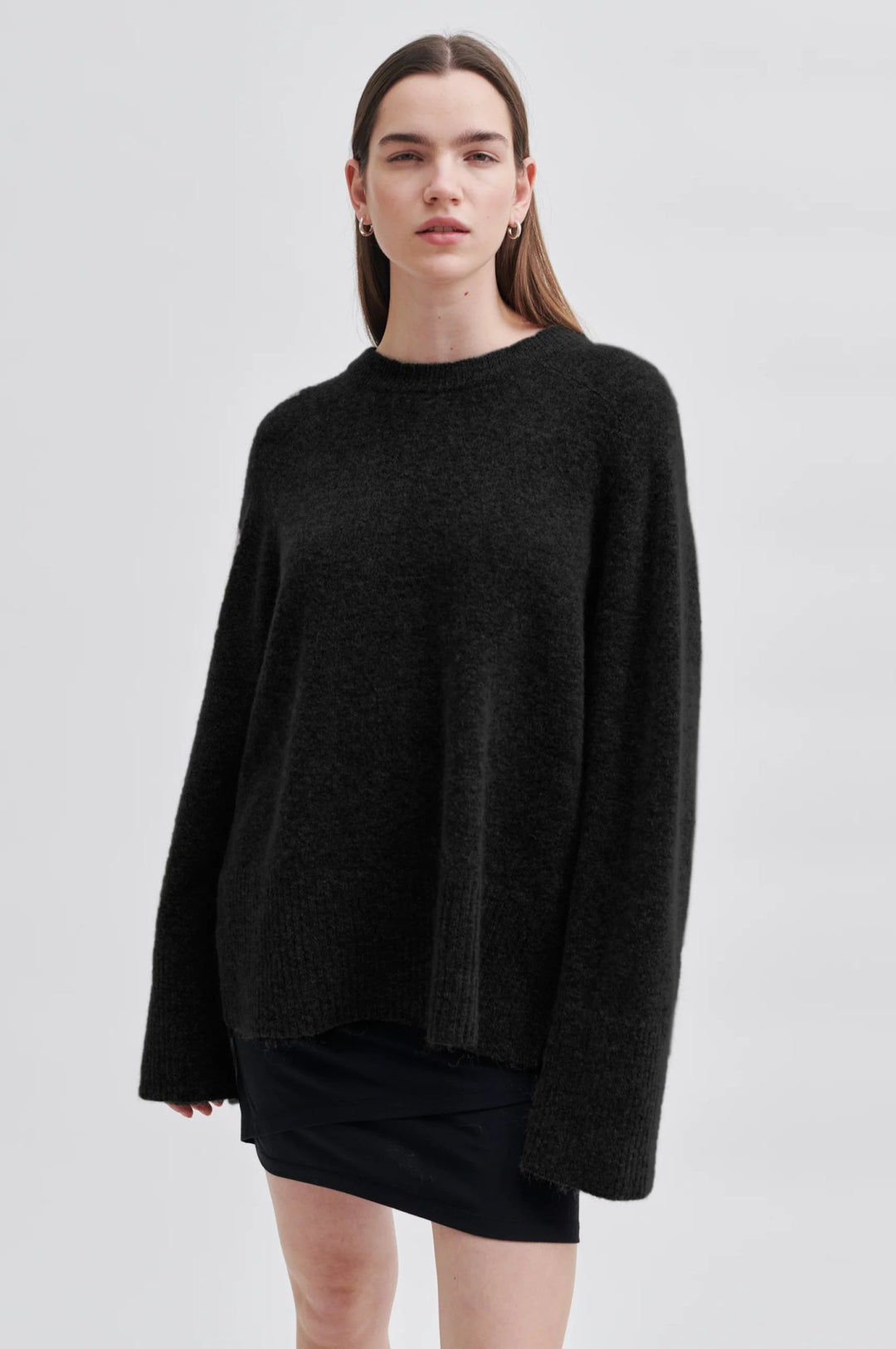 Brookline Knit Raglan O - Neck Black | Genser | Smuk - Dameklær på nett